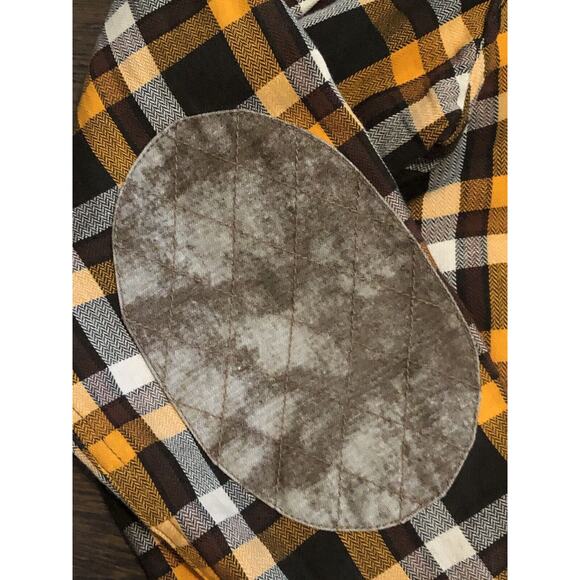 AKOO Shirt Mens Sz L Orange Black Buffalo Check Elbow Pads/PatchesUp Cargo - Picture 4 of 13